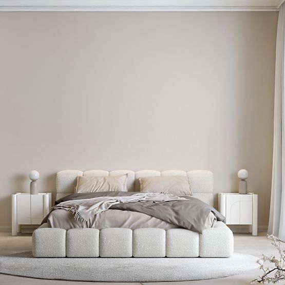 Noční stolek Lunaria s frézovaným čelem, bílý