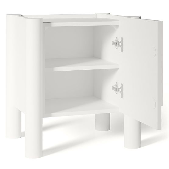 Noční stolek Lunaria s frézovaným čelem, bílý