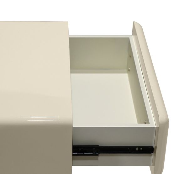 Noční stolek s šuplíkem Blush, krémově bílý, lesklý, obloukový tvar