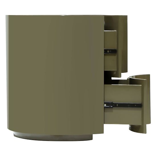 Noční stolek se zásuvkami Vena, zeleno/šedý, zaoblený, lesklý