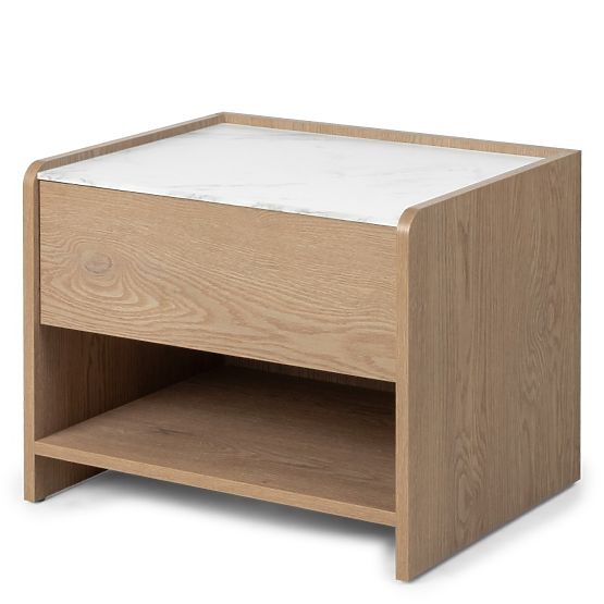 Noční stolek Tanami Dub Cremona Torro, Mramor Crystal, zaoblený