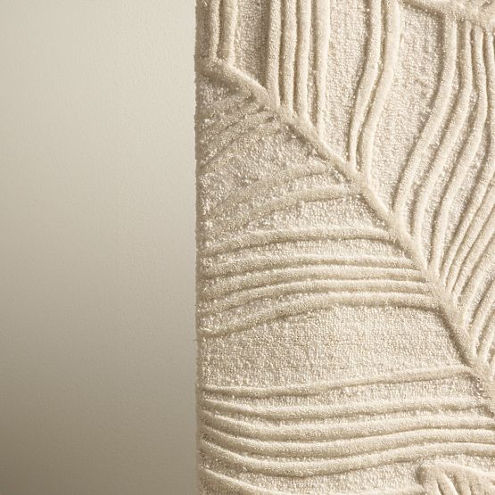 Obdélníkový koberec Mona tuftovaný, vlněný, krémový, listy, Velikost koberců: 160x230