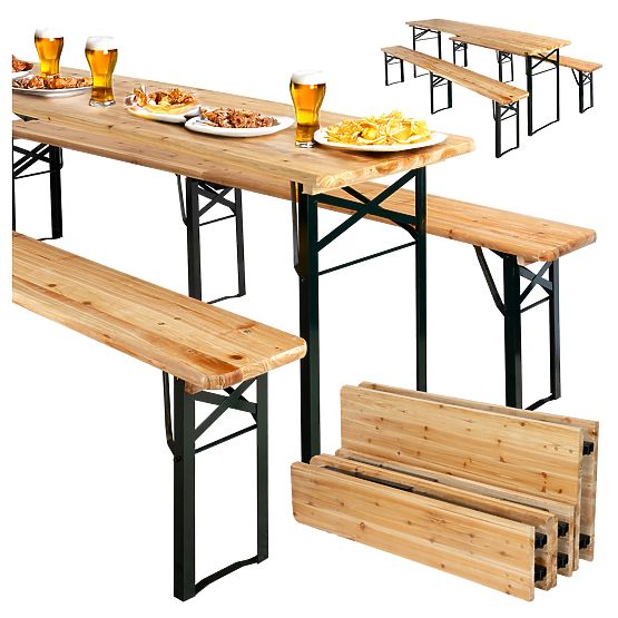 Ocelovo-dřevěná sada LAGER: stůl + 2 lavice 220 cm