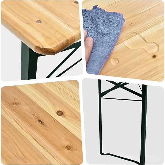 Ocelovo-dřevěná sada LAGER: stůl + 2 lavice 220 cm