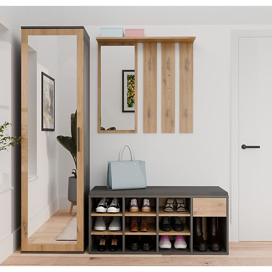 Otevřená botníková skříňka TALLIN ANTRACIT DUB ARTISAN do předsíně