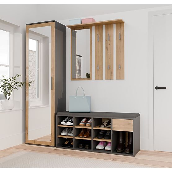 Otevřená botníková skříňka TALLIN ANTRACIT DUB ARTISAN do předsíně