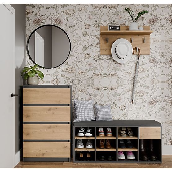 Otevřená botníková skříňka TALLIN ANTRACIT DUB ARTISAN do předsíně