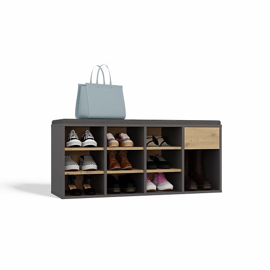 Otevřená botníková skříňka TALLIN ANTRACIT DUB ARTISAN do předsíně