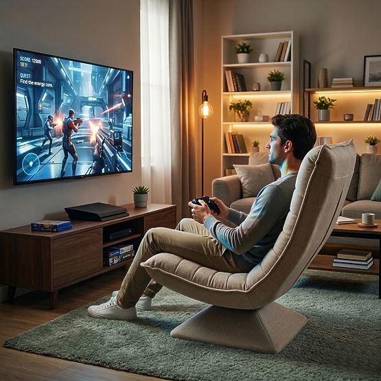 Otočná relaxační křeslo s nastavitelným lehátkem do obývacího pokoje béžové ModernHome