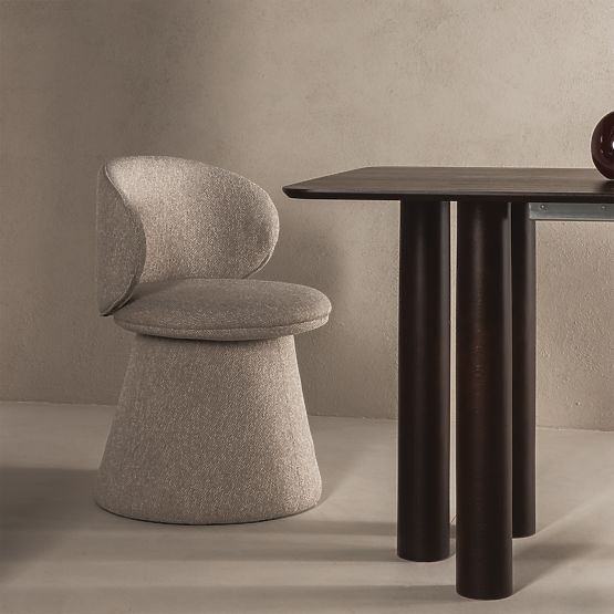 Otočná židle Chamil béžovošedá, zaoblená