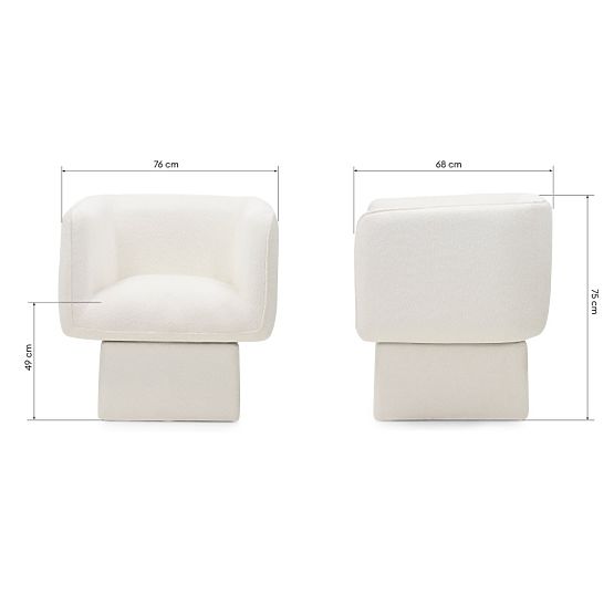 Otočná židle One bílá, boucle