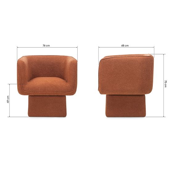 Otočná židle One měděná, boucle