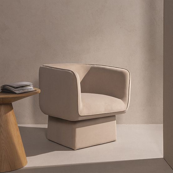 Otočná židle One světle béžová, velur