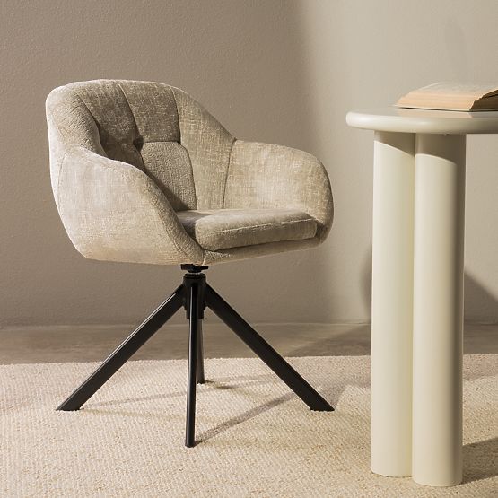 Otočná židle Santos světle béžová/černé nohy