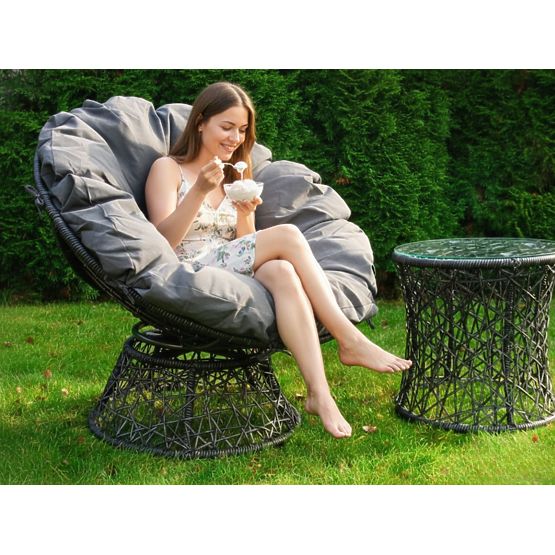 Otočná židle z šedého technoratanu TWIST