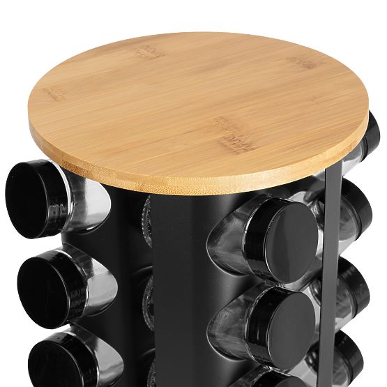 Otočný stojan na koření ROMERO 16 skleniček + 72 samolepek