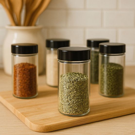 Otočný stojan na koření ROTOR BLACK 20 sklenic + 72 nálepek