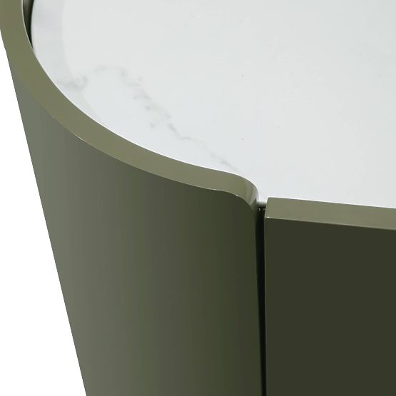 Oválná komoda Nari, zelená/šedá, spiek, lesklá