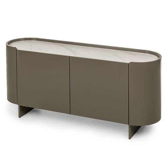 Oválná komoda Nari, zelená/šedá, spiek, lesklá