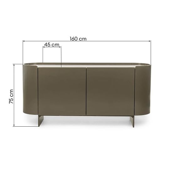 Oválná komoda Nari, zelená/šedá, spiek, lesklá