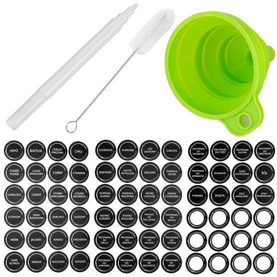 Patrový stojan na koření ENELDO 24 skleniček + 72 nálepek