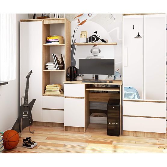 POČÍTAČOVÝ STŮL 90 cm PIXEL LEVÝ SONOMA / BÍLÝ