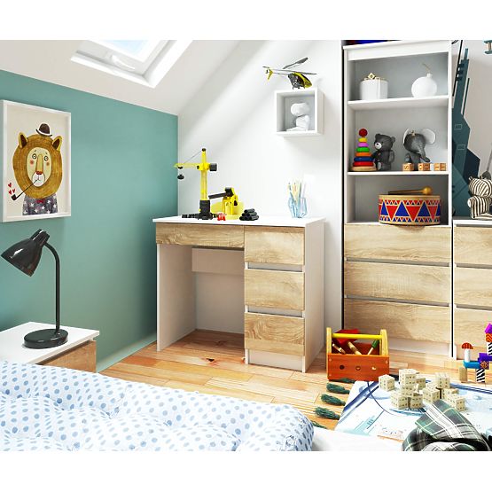 POČÍTAČOVÝ STŮL A-7 90 cm PRAVÝ PK BÍLÝ / SONOMA