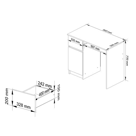 POČÍTAČOVÝ STŮL PIKSEL PK ČERNÝ LESK LEVÝ