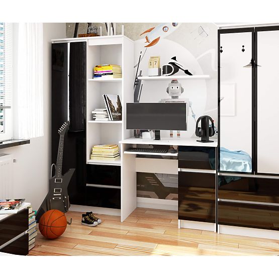 POČÍTAČOVÝ STŮL PIKSEL PK ČERNÝ LESK PRAVÝ