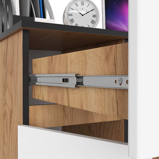 POČÍTAČOVÝ STŮL PIKSEL PK DUB CRAFT / BÍLÝ - LEVÝ