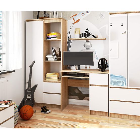 POČÍTAČOVÝ STŮL PIKSEL SONOMA / BÍLÝ - PRAVÝ