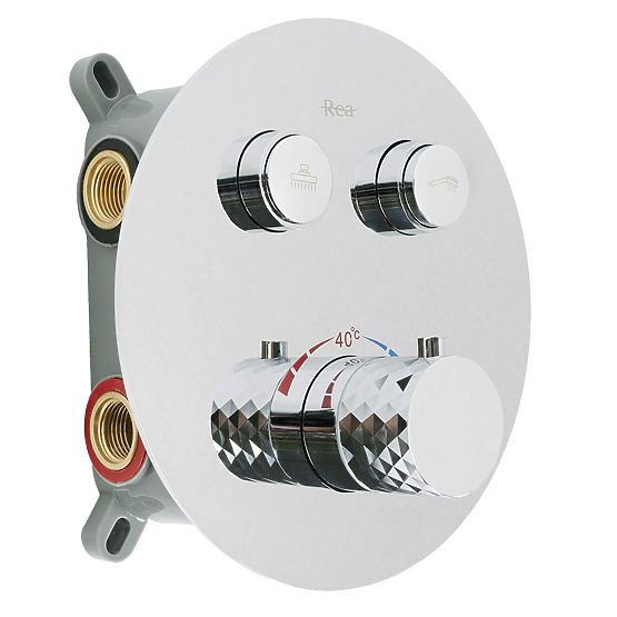 Podomítková sprchová sada s termostatem Rea Lungo Diamond Chrom+ BOX