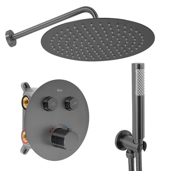 Podomítková sprchová sada s termostatem Rea Lungo Titan + BOX