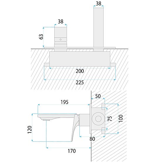 Podomítková Umyvadlová Baterie REA Joe Zlatá Kartáčovaná