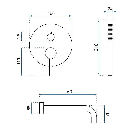 Podomítková vanová baterie Rea Lungo Titan + Box