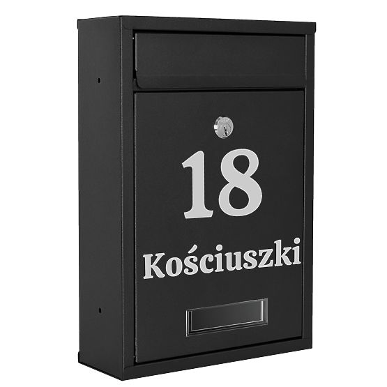 Poštovní schránka na dopisy Gustav černá s nápisy