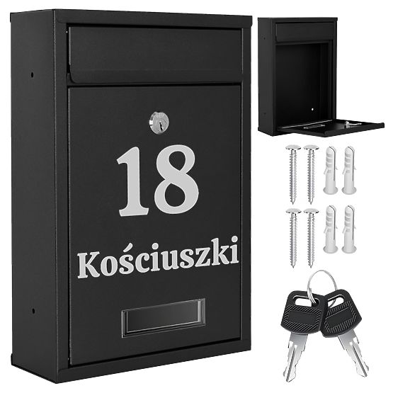Poštovní schránka na dopisy Gustav černá s nápisy