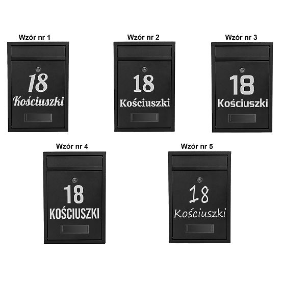 Poštovní schránka na dopisy Gustav černá s nápisy