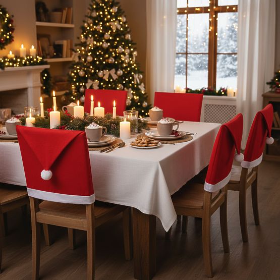 Potah na židli ve tvaru čepice Santa Clause 2 ks