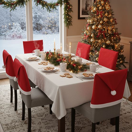 Potah na židli ve tvaru čepice Santa Clause 6 ks