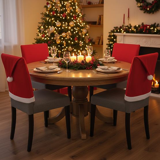 Potah na židli ve tvaru čepice Santa Clause 6 ks