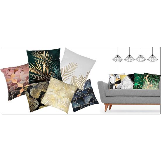 Povlak na polštář 3D - zlaté kapradí