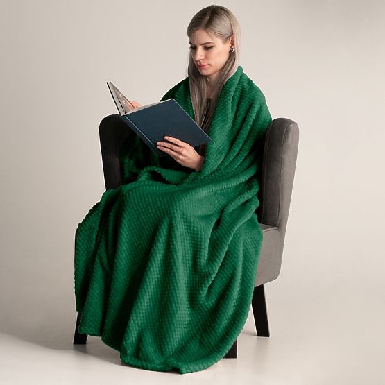 Přehoz HENRY barva lahvově zelená ražený žakár moderní styl 220x240