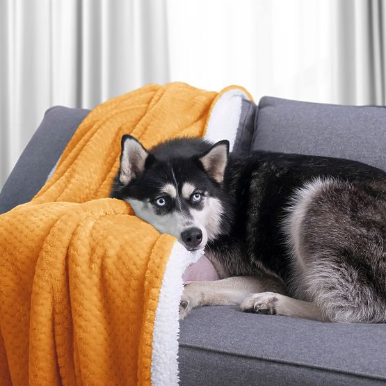 Přikrývka SHLEEPY oranžová žakárově ražená klasický styl 130x180