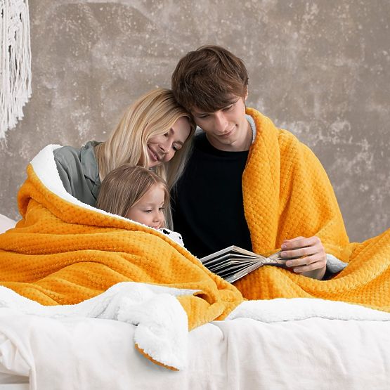 Přikrývka SHLEEPY oranžová žakárově ražená klasický styl 130x180