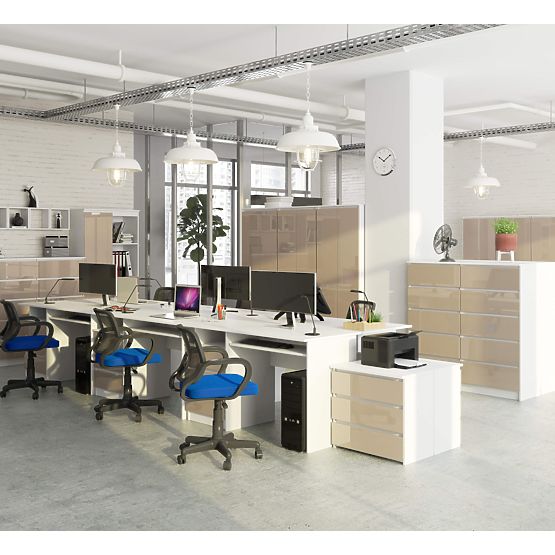 PSACÍ STŮL CLP 135 cm PK BÍLÝ / CAPPUCCINO LESK