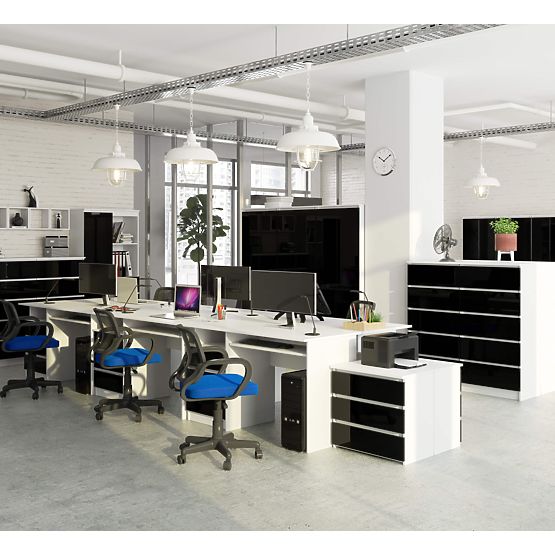 PSACÍ STŮL CLP 135cm PK BÍLÝ / ČERNÝ LESK