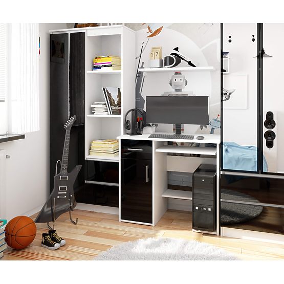 PSACÍ STŮL JAY PK BÍLÝ / ČERNÝ LESK