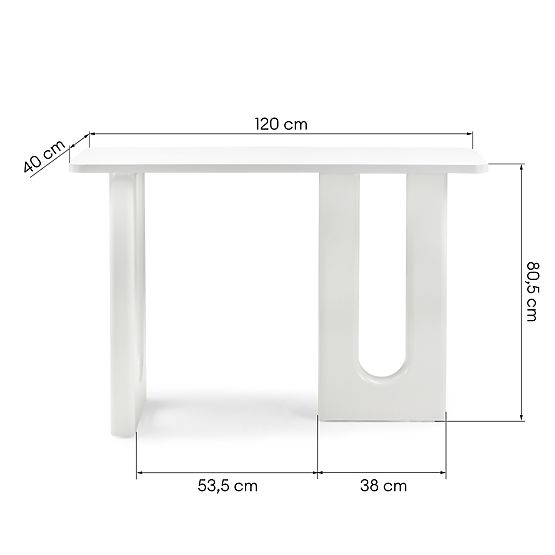 Psací stůl/konsola Lichi 120 cm, bílá, oblouky
