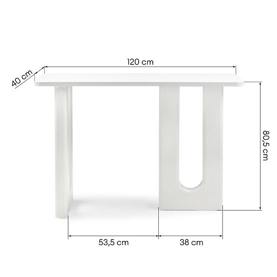 Psací stůl/konsola Lichi 120 cm, bílá, oblouky